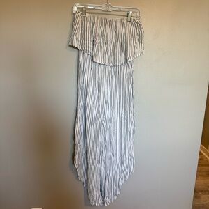 Women’s Japna Tube Top Blue And White Striped Jumpsuit Size Medium